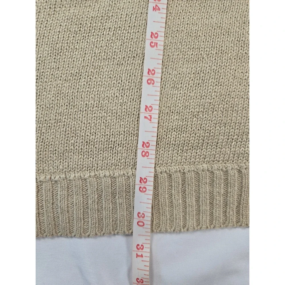 Vintage Y2K Eddie Bauer XXL Tall Linen Cotton Sweater Vest Beige Preppy Academia